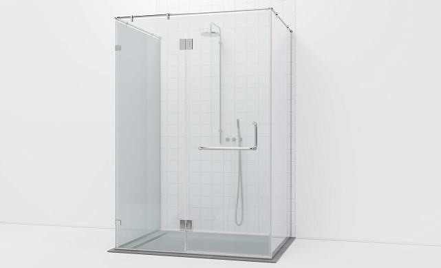 Комплект фурнитуры для душевой перегородки возле стены с дверью и глухими стеклами t571-1