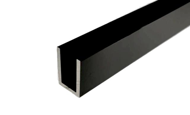 П-образный профиль 19x13, L=2200, под стекло 8 мм, алюминий анодированный в черный глянцевый t756 AND BL