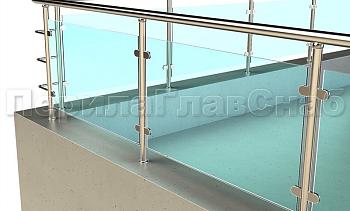 Кровельное ограждение из нержавеющей стали со стеклами в Тюмени. Готовые проекты ПерилаГлавСнаб