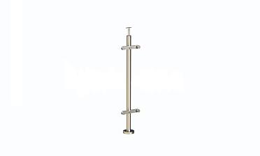 Стойка круглая  Ø38.1: 2 пластинчатых стеклодержателя, полированная, высота 950 мм (AISI 304) k729 купить в Тюмени