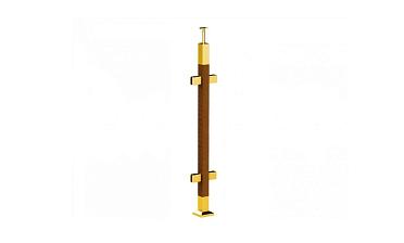 Готовая стойка 40х40х950 мм, деревянная, со вставками из нержавеющей стали 2х100 мм с 4 зажимными стеклодержателями, под золото k740-3-G купить в Тюмени