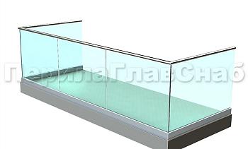 Ограждение на несущем стекле на алюминиевом профиле для балкона в Тюмени. Готовые проекты ПерилаГлавСнаб