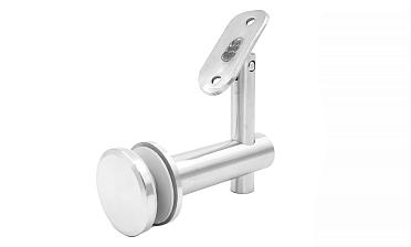 Выносной держатель поручня на стекло 8-20 мм, регулируемый, с ложементом, шлифованный, (AISI 304) k241 купить в Тюмени