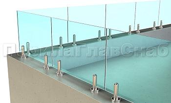 Ограждение для кровли на несущем стекле и министойках в Тюмени. Готовые проекты ПерилаГлавСнаб
