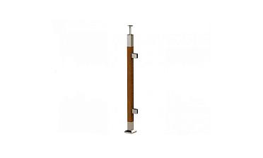 Готовая стойка 40х40х950 мм, деревянная, со вставками из нержавеющей стали 2х100 мм с 2 зажимными стеклодержателями k740-4-R купить в Тюмени