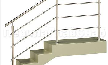 Три ригеля на держателях, круглый поручень и круглые стойки для крыльца в Тюмени. Готовые проекты ПерилаГлавСнаб