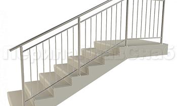 Нержавеющие ограждения для школ и детских садов с вертикальным заполнением “Частокол” - вариант №1 для крыльца в Тюмени. Готовые проекты ПерилаГлавСнаб