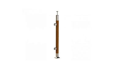 Готовая стойка 40х40х950 мм, деревянная, со вставками из нержавеющей стали 2х100 мм с 2 зажимными стеклодержателями k740-4-L купить в Тюмени
