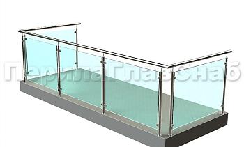 Ограждение из нержавеющей стали со стеклами для балкона в Тюмени. Готовые проекты ПерилаГлавСнаб