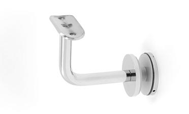 Держатель поручня Ø50.8 мм, на стекло 10-17 мм, Ø43х5 мм, вынос 60х70, нержавеющая сталь, полированная (AISI 304) k008-3 купить в Тюмени