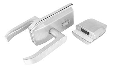 Замок с нажимной ручкой и притвором, евроцилиндр односторонний ключ/защелка, с ответной частью на стекло, шлифованный t155-3 SSS  купить в Тюмени