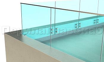 Ограждение на несущем стекле с торцевым креплением для крыш в Тюмени. Готовые проекты ПерилаГлавСнаб