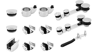 Комплект раздвижной системы для стеклянных дверей, AISI 304, полированный t406 купить в Тюмени