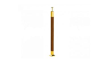 Готовая стойка 40х40х950 мм, деревянная нелакированная, со вставками из нержавеющей стали под золото 2х100 мм k740-G купить в Тюмени