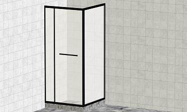Комплект душевой с внутренней подвижной дверью,толщина стекла 8мм, 900х900х2000, AUSI 304, черная t470 Bl купить в Тюмени