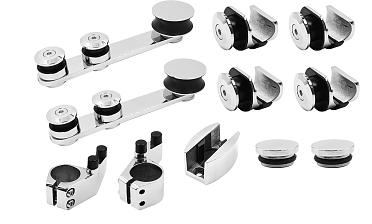 Комплект раздвижной системы для стеклянных дверей, AISI 304, полированный t405 купить в Тюмени