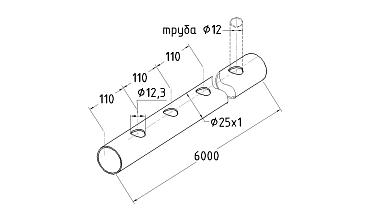 Труба AISI 304 25х1х6000, с перфорацией под  Ø12, 30°, GRIT 600 837-5 купить в Тюмени