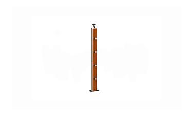 Дизайнерская плоская комбинированная стойка в сборе из шлифованной нержавеющей стали и древесины дуба с четырьмя ригеледержателями k742-2 купить в Тюмени