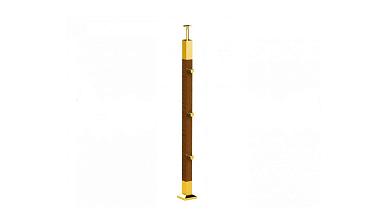 Готовая стойка 40х40х950 мм, деревянная, со вставками из нержавеющей стали 2х100 мм с 3 ригеледержателями k740-1-G купить в Тюмени