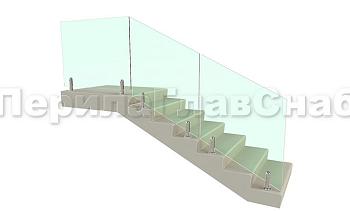 Цельностеклянное лестничное ограждение на министойках из нержавеющей стали для крыльца в Тюмени. Готовые проекты ПерилаГлавСнаб