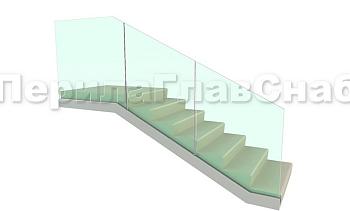 Цельностеклянное ограждение на зажимном алюминиевом профиле для крыльца в Тюмени. Готовые проекты ПерилаГлавСнаб