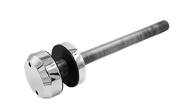 Стеклодержатель Ø50х10х18, шпилька М16х205 мм, для стекла 8-40 мм, AISI (201), с возможностью регулировки выноса до 65 мм, для торцевого крепления стекла, полированный, литой k277-3 купить в Тюмени