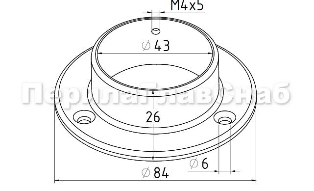 Фланец для трубы Ø42.4 мм, литой, полированный, (AISI 304) k338 3