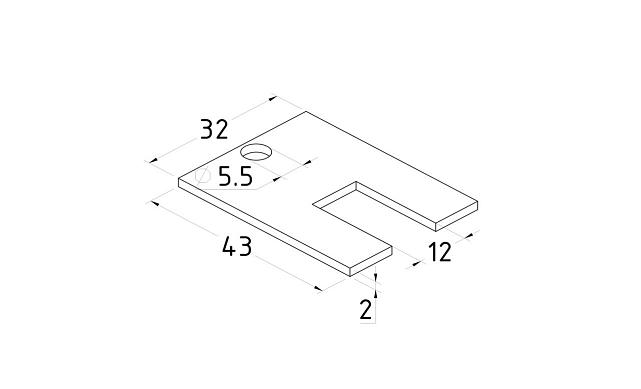 Торцевая заглушка на профиль алюминиевый для перегородок t42-12 2