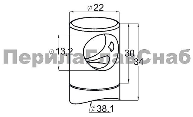 Ригеледержатель на стойку Ø38.1х12.8 мм, полированный, литой (AISI 316) k029-9 2