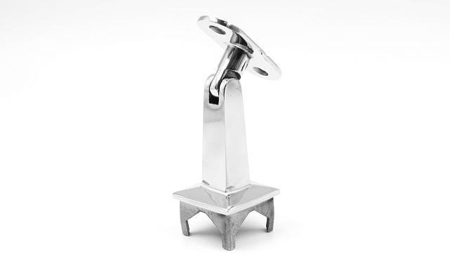 Наконечник на стойку из профильной трубы 40х40 мм, с регулируемым ложементом под плоскость, литой, полированный, нержавеющий AISI 304 k222-3 5