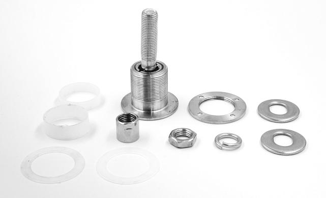 Рутель для вантового крепления козырьков, регулируемый, разборный, под стекло от 10 до 28 мм, полированный, диаметр внешнего кольца 52, шпилька М14 (AISI 304) k269-5 7