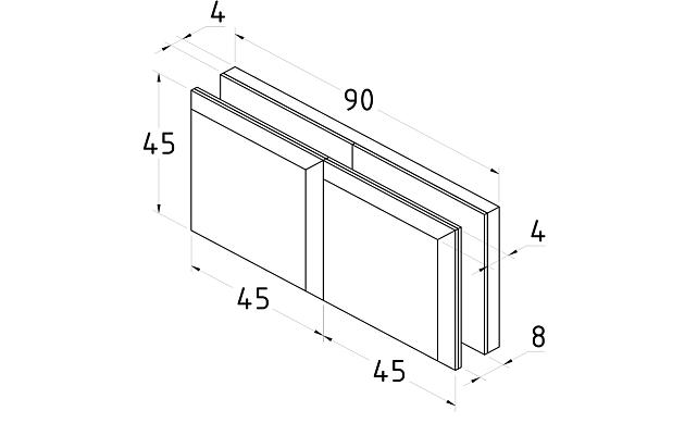Коннектор для душевой кабины стекло-стекло 180°, 45х45, черный, вырез 71 t734 BZn 3