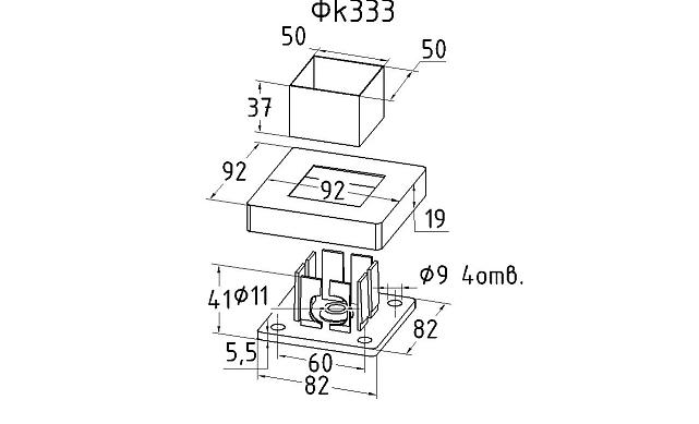Цанга под 40х40 мм, AISI 304 Фk333 2