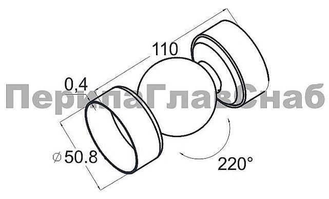 Поворот дер./пласт. поручня Ø50.8х0.8 мм, усиленный, полированная, (AISI 201) k053-6 2