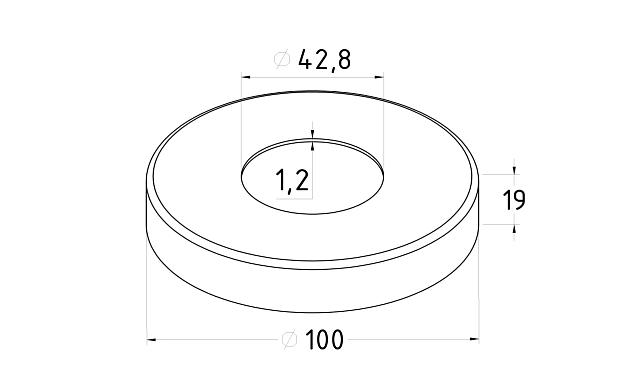 Низ стойки Ø42.4 мм, S=0.6 мм, 100 х 18 мм, полированный, AISI 316 k332-4 3