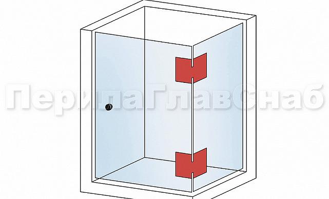 Петля для душевой кабины стекло-стекло 90° 90х55 мм латунь-хром, полированная t304 PC 2