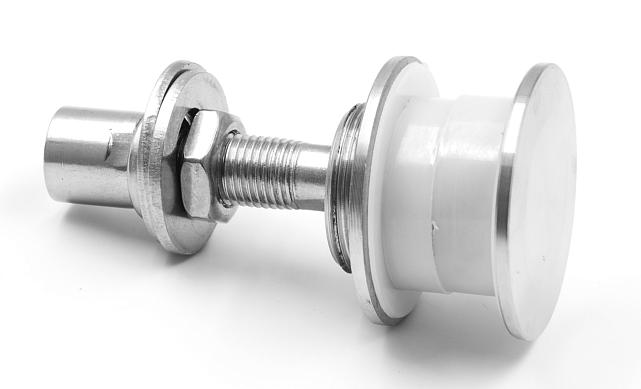 Рутель для вантового крепления козырьков, регулируемый, разборный, под стекло от 10 до 28 мм, полированный, диаметр внешнего кольца 52, шпилька М14 (AISI 304) k269-5 5