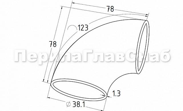 Отвод поручня под сварку удлиненный Ø38.1х1.5 мм, 800 Grit, полированный, (AISI 304) k095-5 2