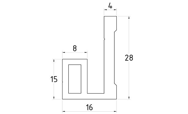 Профиль-упор для душевых, длина 2200 мм, хим полировка t116 AL 3