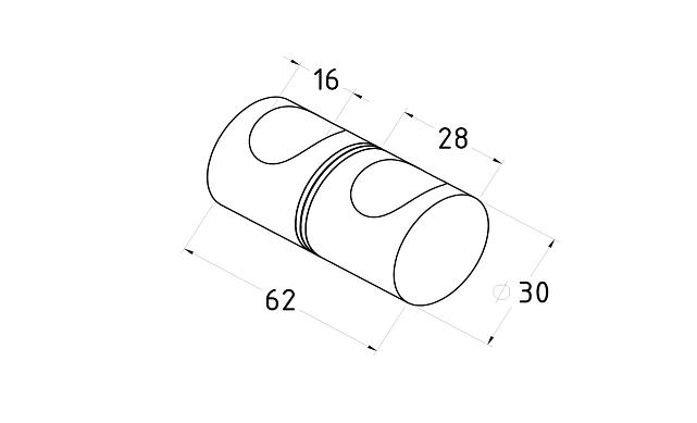 Ручка-кноб для двери 32х38 мм латунь-хром, полированная t696 PC 2