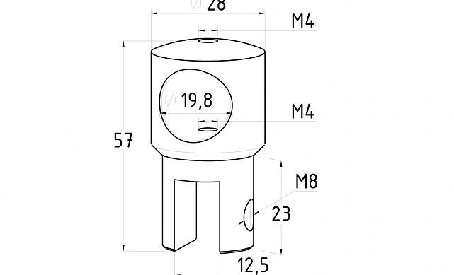  Крепежный элемент глухой для трубы 19 мм цинк, черный t913 BZn  2