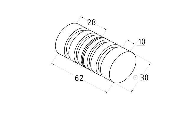 Ручка-кноб для двери 32х38 мм латунь-хром, полированная t694 PC 2