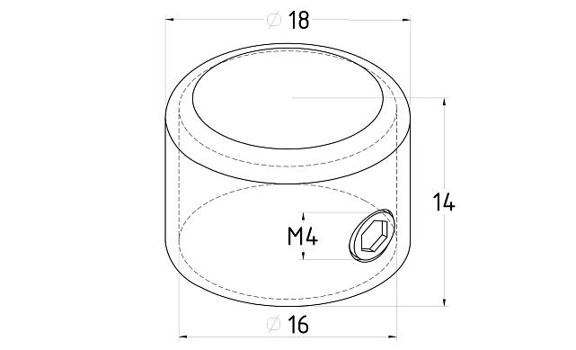 Заглушка для трубы круглая Ø16 мм, наружная, нержавеющая сталь AISI 304, полированная k246-16 2