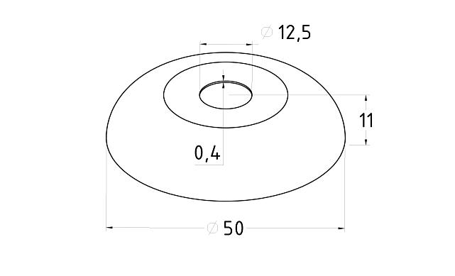 Низ стойки 12.5 мм, S=0.4 мм, 50 х 13 мм, полированный, AISI 304 k202-8 3