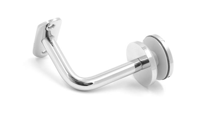 Держатель поручня Ø50.8 мм, на стекло 10-17 мм, Ø43х5 мм, вынос 60х70, нержавеющая сталь, полированная (AISI 304) k008-3 6