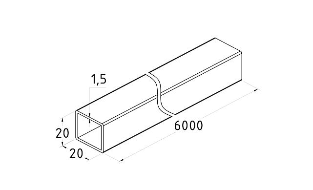 Труба профильная нержавеющая 20х20х1,5 мм, AISI 304 Rk873 2