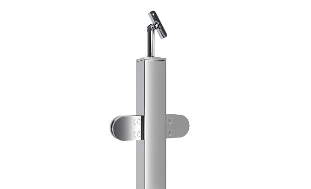 Стойка квадратная 40х40: 4 литых стеклодержателя, полированная, высота 950 мм (AISI 304) k746 3