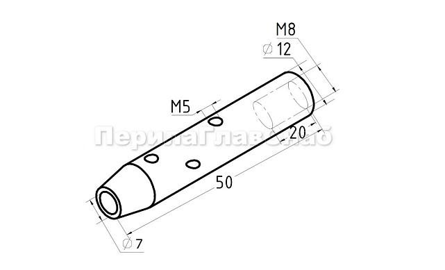 Держатель тросика Ø6 мм, короткий 50х12, прямой, под М8, полированный k240-2 4