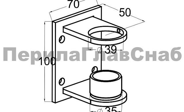 Боковой крепеж С-пластина стакан для Ø38.1 мм, под золото (AISI 304) Фk339-88 2