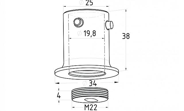  Соединитель стена-труба 19 мм, цинк, черный t907 BZn  2